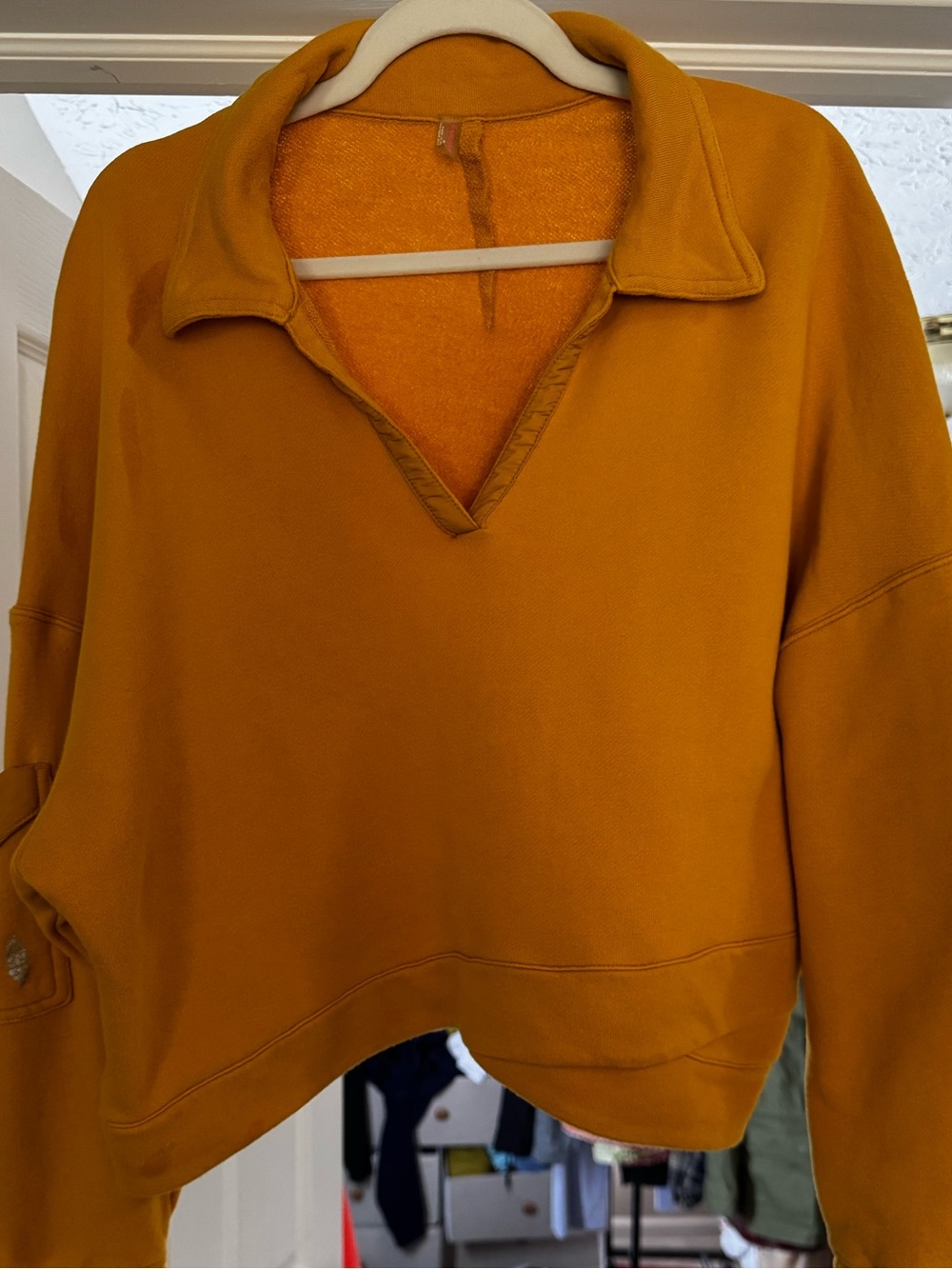 Free people movement Med Mustard Yellow Long-Sleeve cris cross front Sweatshirt - Picture 6 of 6